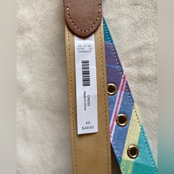 NWT Talbots Multicolor Pastel Plaid Belt with Gold Hardware - Picture 4 of 5